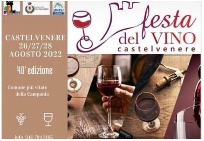 Dal 26 al 28 agosto 2022 la 40esima Festa del Vino di Castelvenere