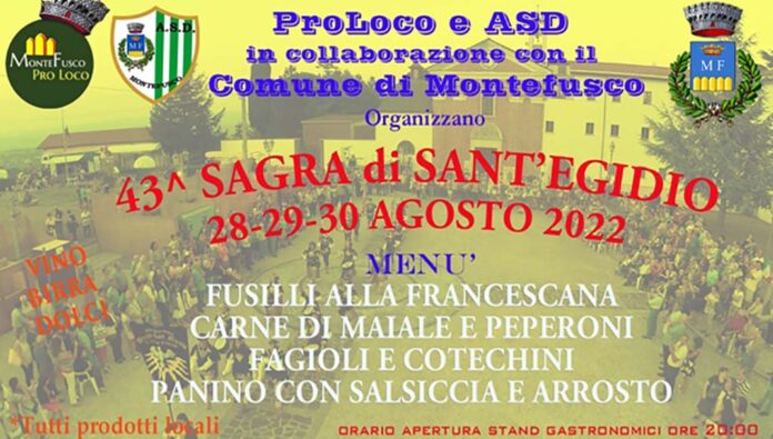 A Montefusco la Sagra di Sant’Egidio dal 28 al 30 agosto 2022