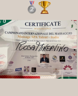 La palmese Rossella Minervino seconda al Campionato Internazionale di Massaggio