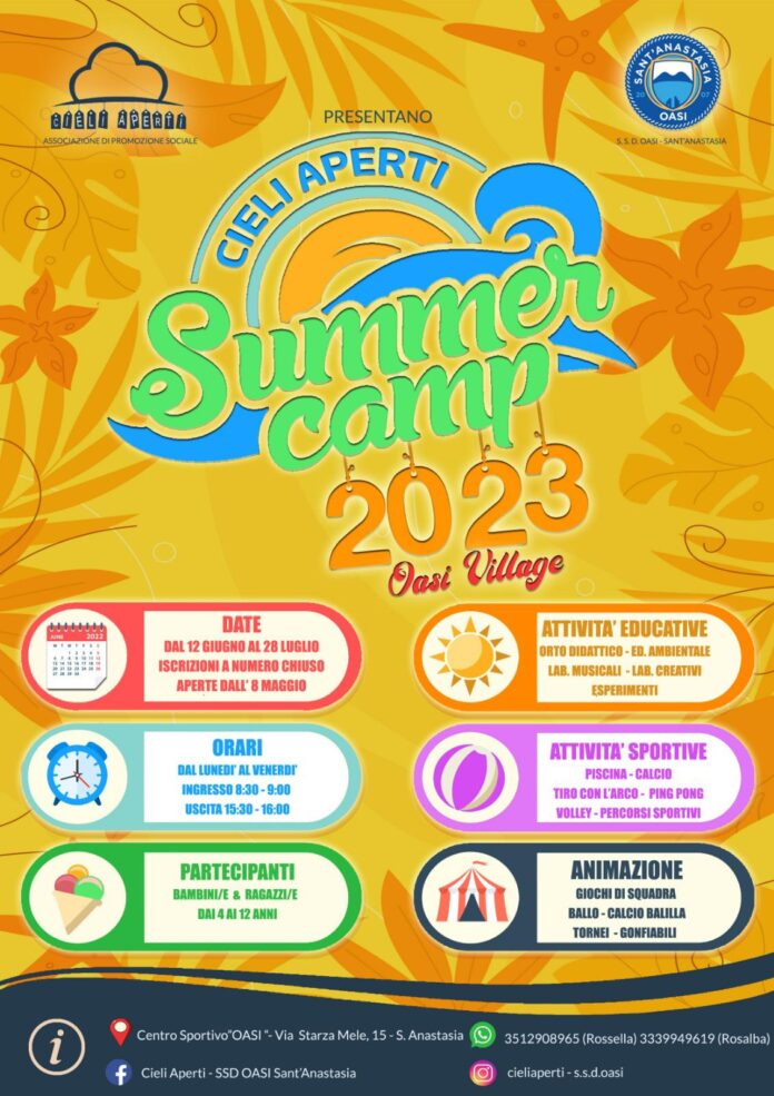 A Sant’Anastasia il Summer Camp 2023 al Centro Sportivo “Oasi”