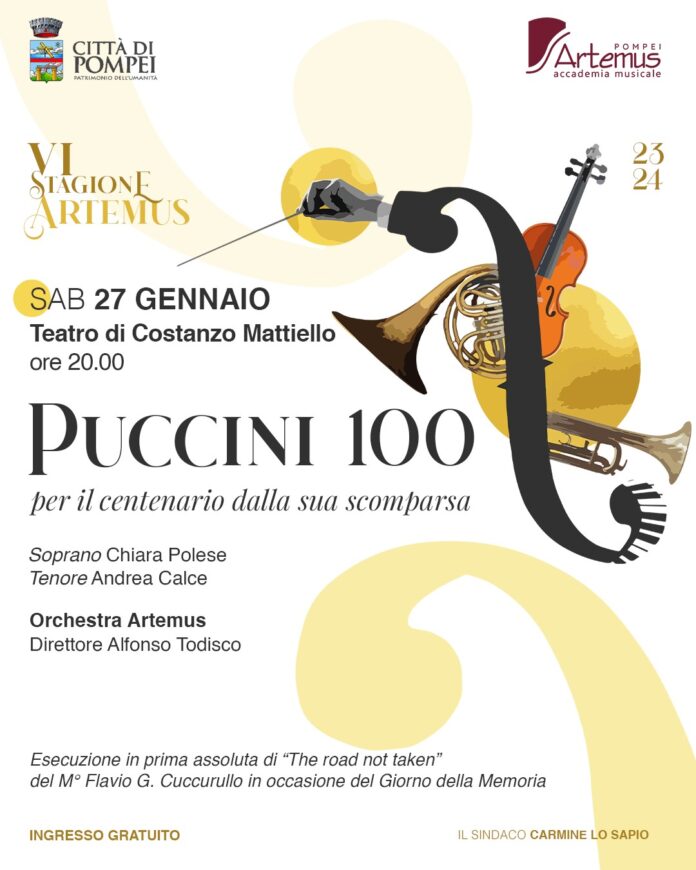 Pompei: il galà lirico “Puccini 100” chiude la Stagione Concertistica Artemus, scandita da grande consenso di pubblico